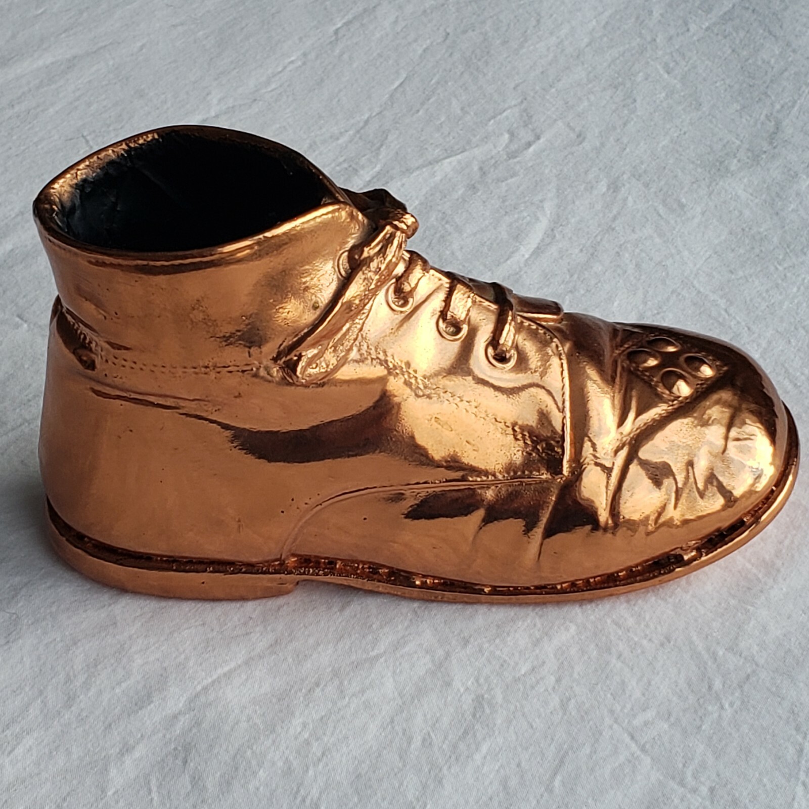 Vintage Copper ~ Bronze Baby Bootie Shoe 6" L