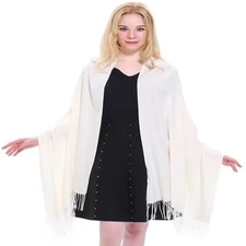 Cream Thick Solid Color Design Cotton Blend Shawl Scarf Pashmina CJ Apparel NEW