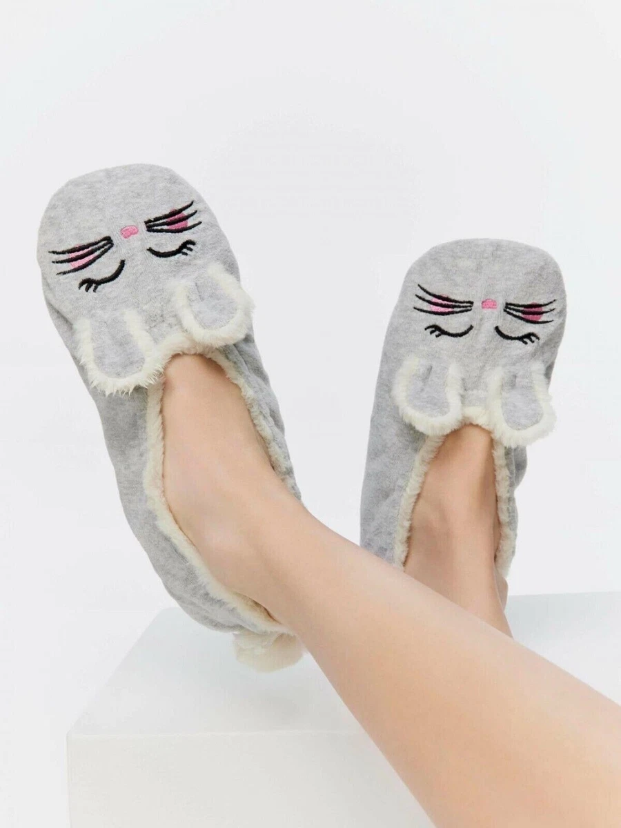 Womens Peter Alexander Fluffy Bunny Sockette Slippers Size M L. 7