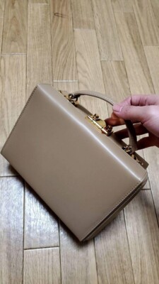 Mark Cross Grace Mini Box Crossbody Bag Beige Leather Unused