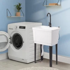 In/Outdoor Utility Sink Laundry Tub for Washing Room with Faucet for Bathing Pet