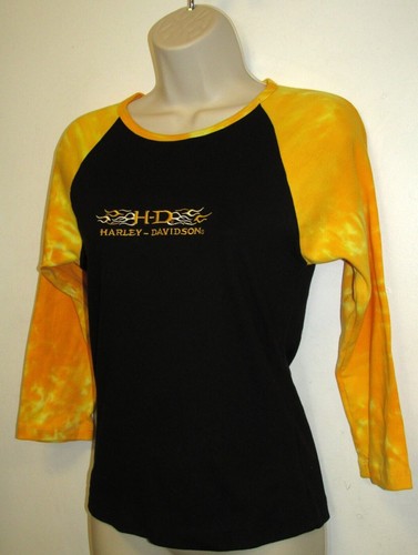 HARLEY DAVIDSON TIE DYE RAGLAN TEE LADIES  3/4 SLEEVE L/S  SHIRT [NEW] - Afbeelding 2 van 5