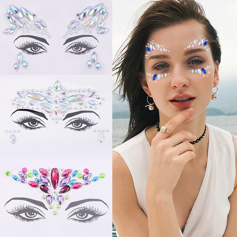 Face Gems Glitzer-Tattoo-Aufkleber - Selbstklebend, Für Festival, Party & Körper-Deko