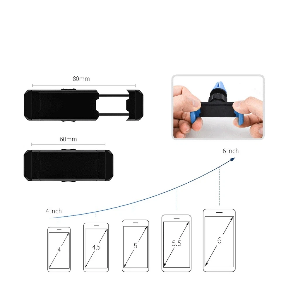 360° Drehbar Auto Handy Halter Mobile Telefon Halterung Lüftungsgitter Lüftung - Bild 4 von 4