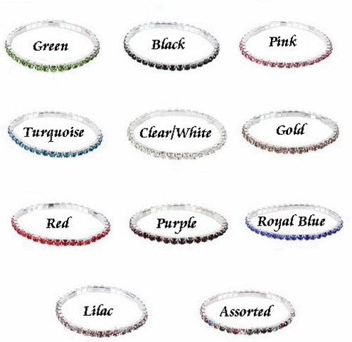 Pulsera elástica de una sola fila surtida de moda diamante/cristal AJUSTE 16/17/18/19 cm  - Imagen 1 de 9