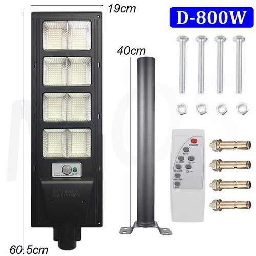 LED Solar Street Light Remote+Pole IP65 Radar Sensor Garden Wall 160W-800W Flood - Picture 24 of 24