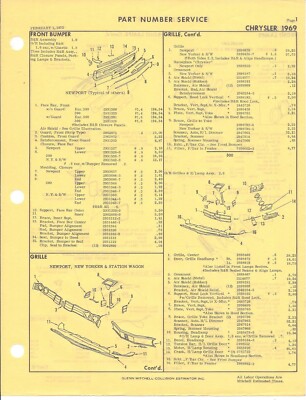 1969 Chrysler Newport New Yorker 300 C-body Mitchell parts manual 383 440 Mopar