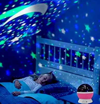Kinder Spielzeug Stern & Mond Projektionslampe 2in1. Schlafzimmer LED Nachtlicht USB Ladegerät