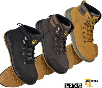 Grafters Ankle High Safety Steel Toe Cap Leather Nubuck Boots Work Trainers Size - Image 1 of 4