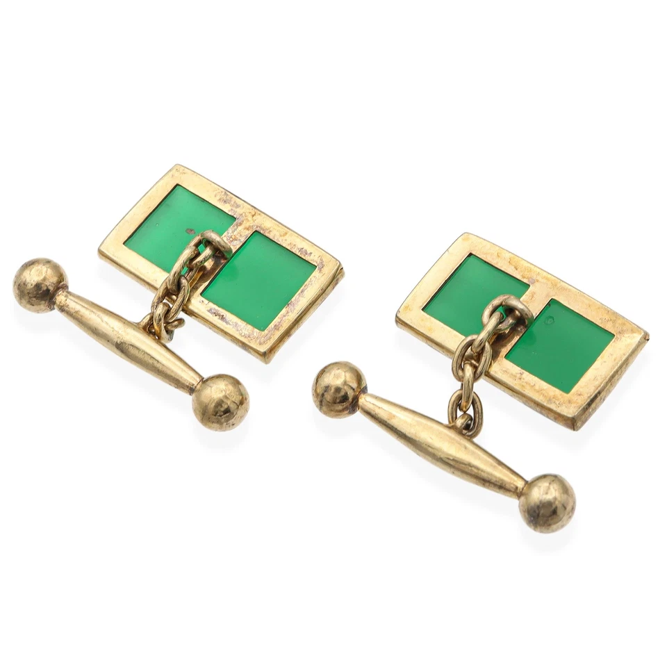 Gemelos vintage de vidrio verde Vermeil Foto 2 de 4