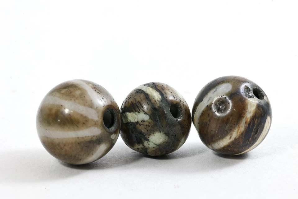 Juego de tres antiguos pares de cuentas Pumtek Gzi Dzi antiguas genuinas mil años 1ªG Foto 2 de 4