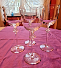 4 bicchieri da vino Lalique Roxanne - Francia 1968 - vetro cristallo con decoro opaco