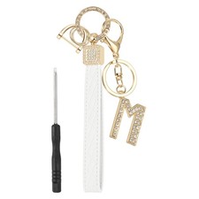 Leather Wristlet Keychain, Letter m Keychains