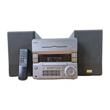 RARE Sony Mini HiFi HCD-H11 CD Twin Tape Tuner Remote & Speakers *SEE VIDEO*