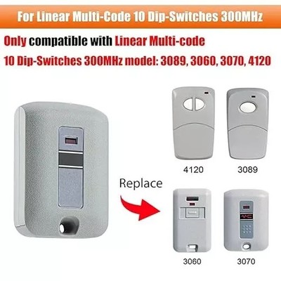 1PC Garage Door Remote Control Fit Linear Multicode 307010, 30891 10 DIP 300MHz