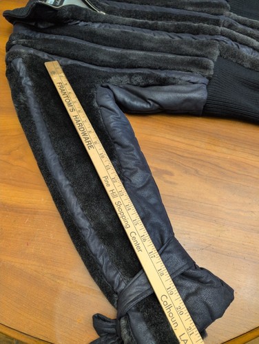 Baby Phat Kunstfell und Lederjacke Damen XL Vintage Y2K schwarz grau gestreift - Bild 11 von 24