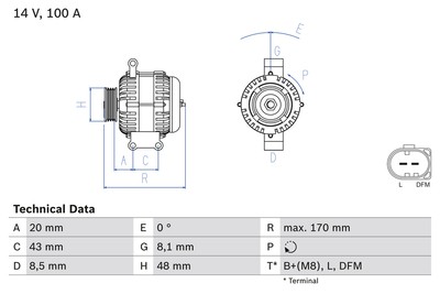 Bosch 0 986 047 220 Alternator for Mini