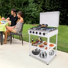 Natural Gas Stove with 5 Burners Portable Freestanding Natural Gas Stove White