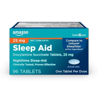 Amazon Basic Care Nighttime Sleep Aid Tablets for Adults, Doxylamine Succinat