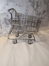 Miniature Metal Shopping Cart Grocery Display Doll Toy Chrome 7.5"x8.75"