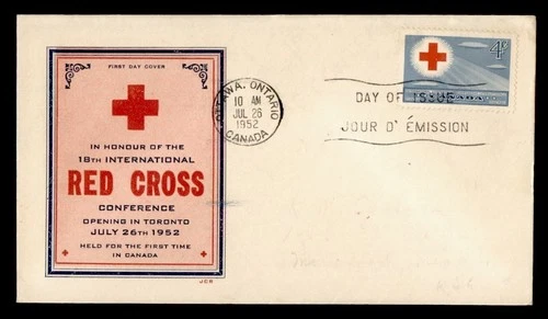 DR WHO 1952 CANADA FDC RED CROSS JCR CACHET R49829