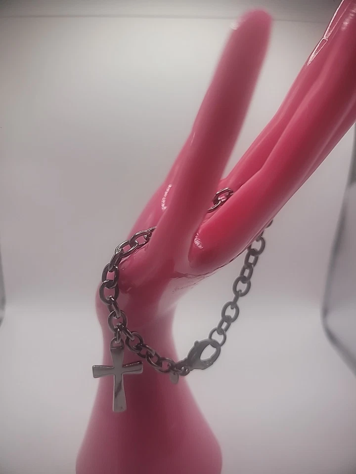 Pulsera Milor Bronce Vintage Tono Gris Plata Cruz Dije Joyería Foto 2 de 4