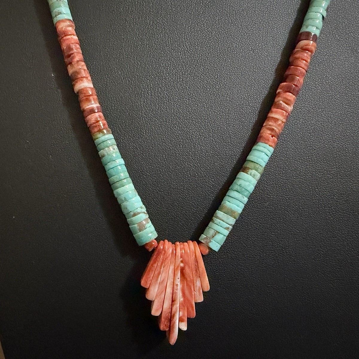 30” Santo Domingo Pueblo Turquoise Heishi Necklace Native American