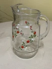 Vintage Anchor Hocking Red Rose Pitcher 9 1/2”