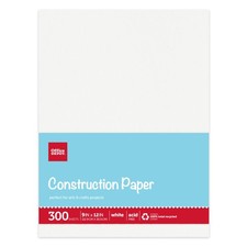 Office Depot Brand Construction Paper, 9" x 12", 100 Recycled, White, Pack Of