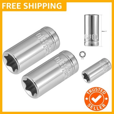 2Pcs 1/4-inch Drive E10 External Torx Shallow Socket, Cr-V Steel