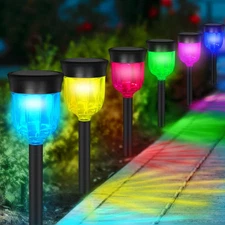 SMY Lighting Solar Outdoor Path Lights, Color Changing Waterproof IP65 Auto On/O