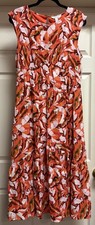 NWT Nine West Orange Floral Empire Waist Maxi Dress Flowy Colorful Tropical Sz L