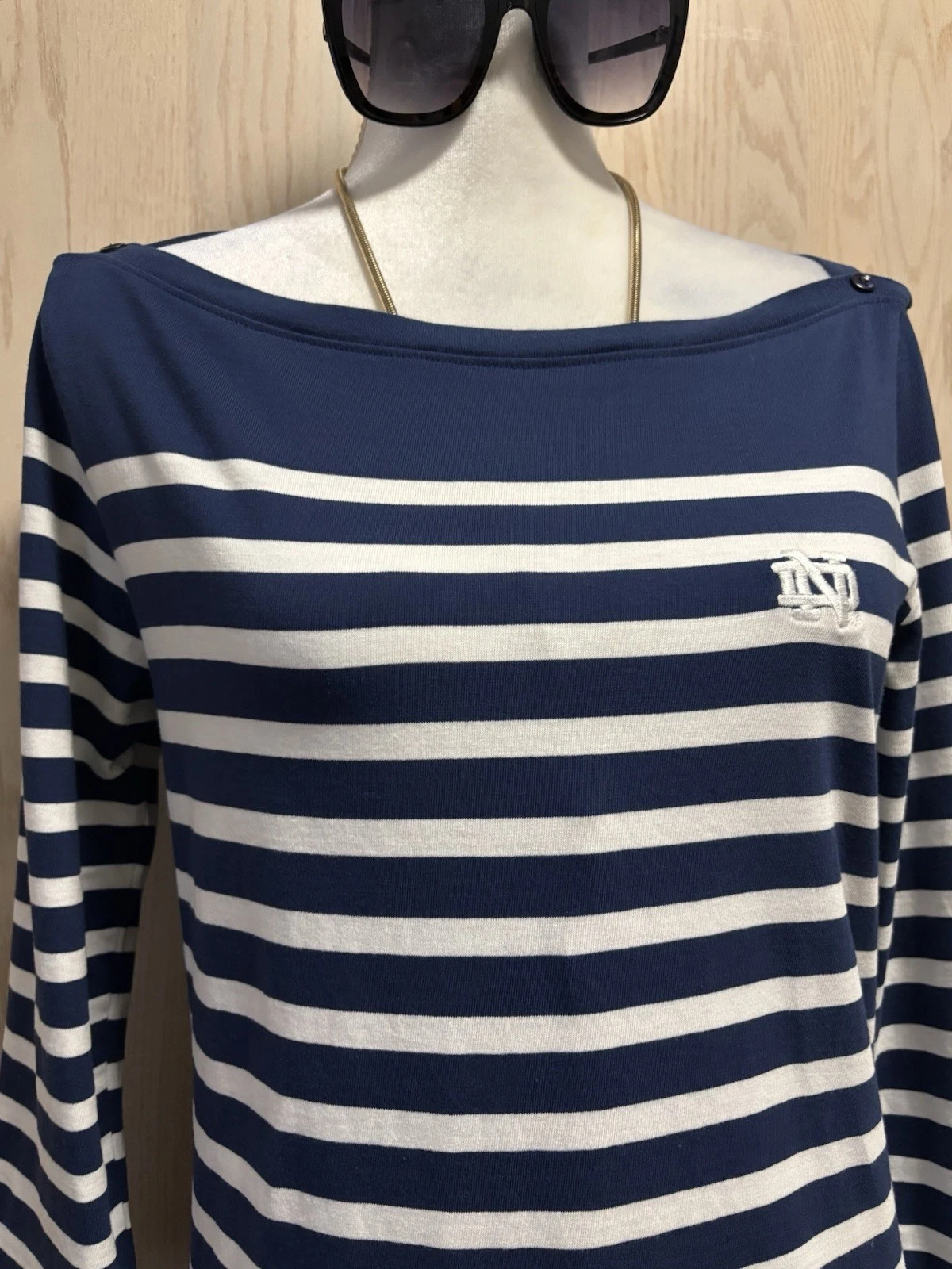 PALM ANGELS Abito felpa LADY IRISH Peter Millar Pima cotone classico a righe blu navy taglia M.