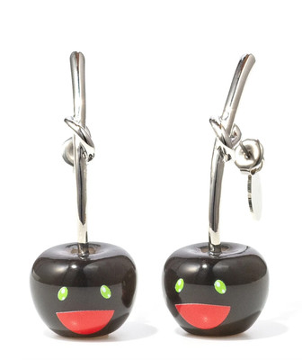 Takashi Murakami Liquem Cherry Ohrringe schwarz Kaikaikiki Japan unbenutzt