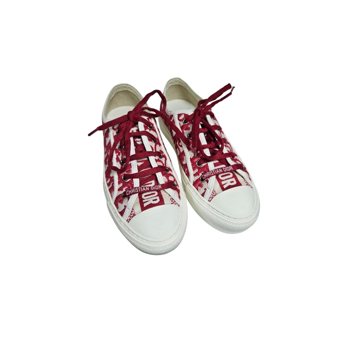Christian Dior Red/White Oblique Canvas Walk'n'Dior Low Top