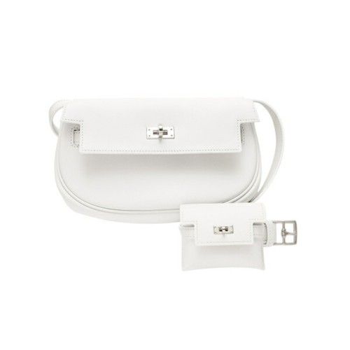 Hermes Kelly Move Swift New White Silver Hardware W Engraved Bag Used YUKI-0