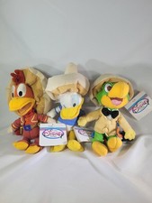 Vintage 1987 Three Caballeros DISNEY Beanie Plush Set COMPLETE Set of 3 w/ Tags