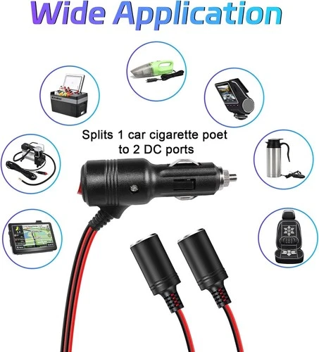 Universal Car Cigarette Lighter Adapter with Switch 2-Socket 12V/24V Splitter - Picture 5 of 9