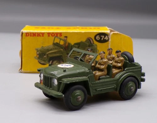 Vintage DINKY Toys #674 Austin Champ Jeep DIECAST  w/ BOX die cast MILITARY uk !