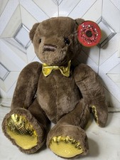 FAO Schwarz Teddy Bear Plush Small Brown Gold Bow Tie  Feet 2022
