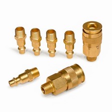 7 PCS 1/4 NPT Brass Air Coupler Plug Kit Industrial MStyle Quick Connect Set