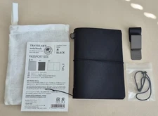 Traveler's Company Passport  Notebook Cover  Black and Pen Holder