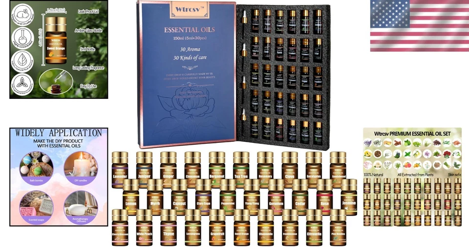 30 aceites esenciales versátiles - perfectos para el cuidado de la piel, difusores y proyectos hágalo usted mismo Foto 2 de 4