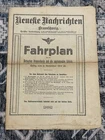 WW1 WWI 11/2 1914 German Army Military Reichsbahn Railway Timetable Newspaper
