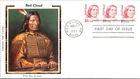 AMERICAN INDIAN OGALA SIOUX LEADER RED CLOUD 1987 COLORANO SILK CACHET FDC UNAD
