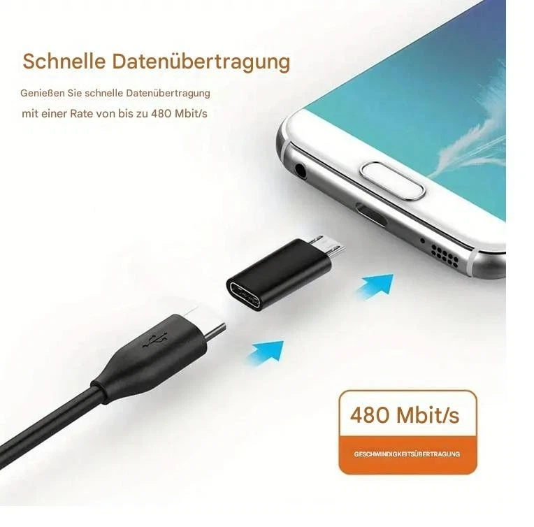 Micro USB auf USB-C Adapter Typ-C Konverter für Smartphone Tablet Kindle - Bild 4 von 4