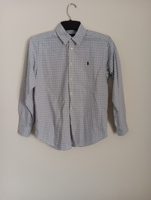 Ralph Lauren Blue Window Pane Plaid Lightweight Shirt Men's Lg 100% Cotton 