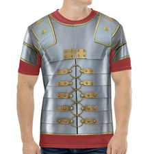 Easy Roman Costume Men, Gladiator Armor Soldier Halloween LARP Costume T-Shirt