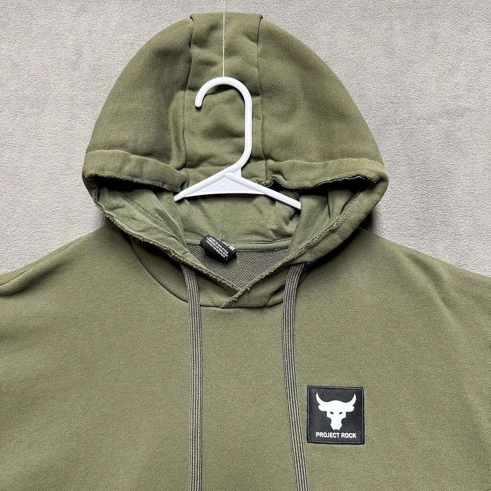 Sudadera con capucha Under Armour Project Rock de felpa de peso pesado para hombre sudadera verde mediana Foto 3 de 4