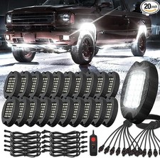 20 Pods Alloy Pure White LED Rock Lights IP68 6500K